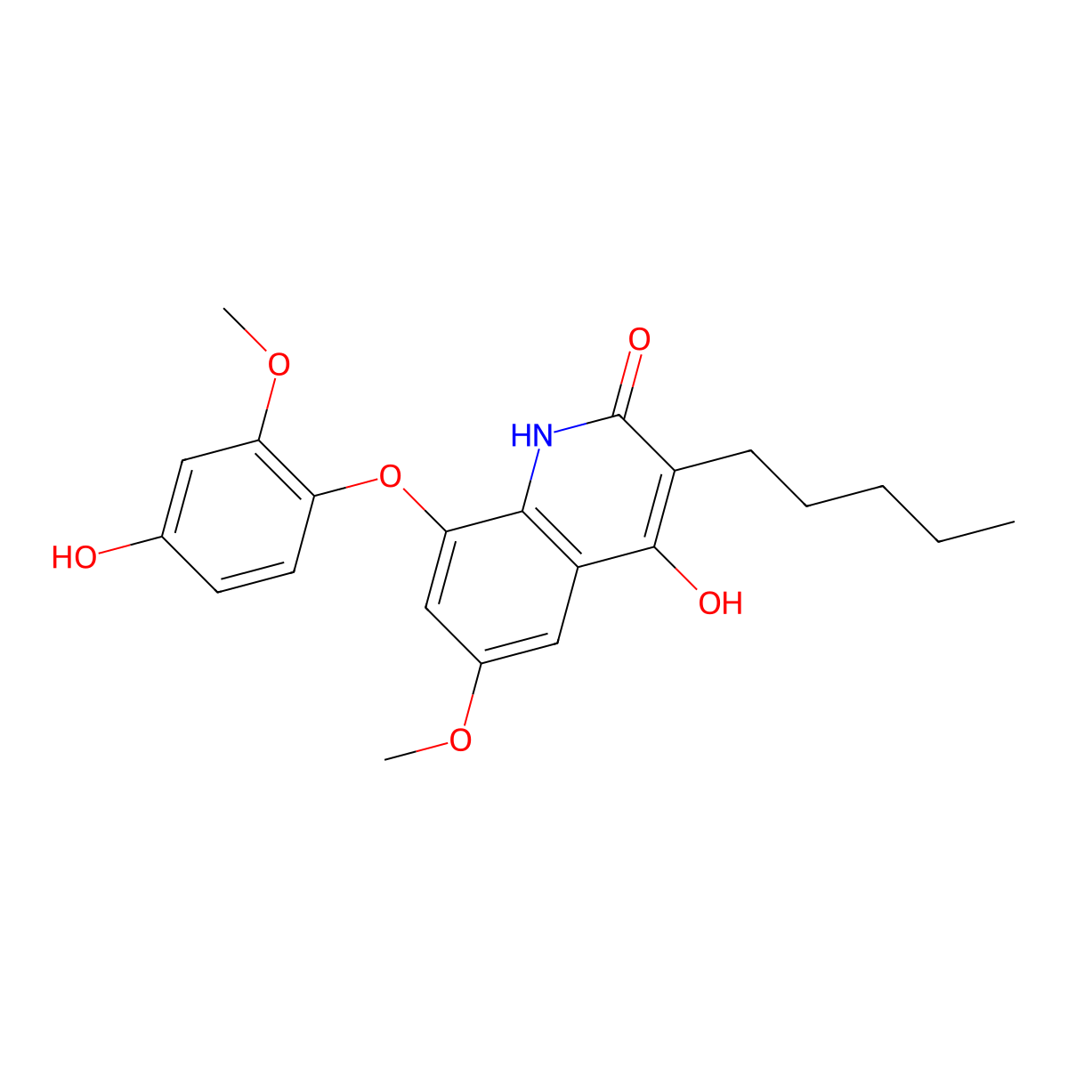 4-hydroxy-8-(4-hydroxy-2-methoxyphenoxy)-6-methoxy-3-pentyl-1H-quinolin-2-one molecular structure, CAS 2551033-16-8