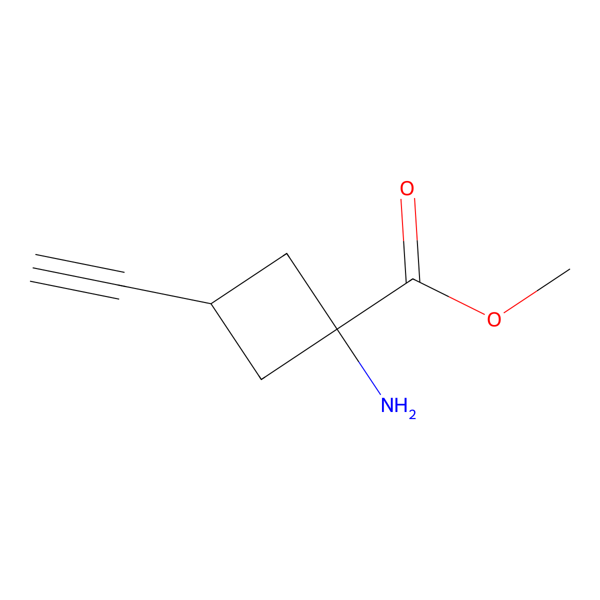 Methyl 1-amino-3-ethynylcyclobutane-1-carboxylate molecular structure, CAS 2551114-43-1