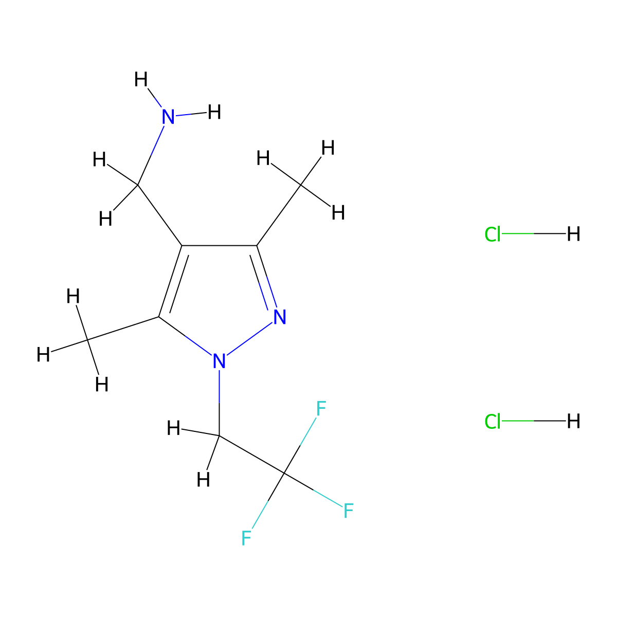 1-[3,5-dimethyl-1-(2,2,2-trifluoroethyl)-1H-pyrazol-4-yl]methanamine dihydrochloride molecular structure, CAS 2551114-44-2
