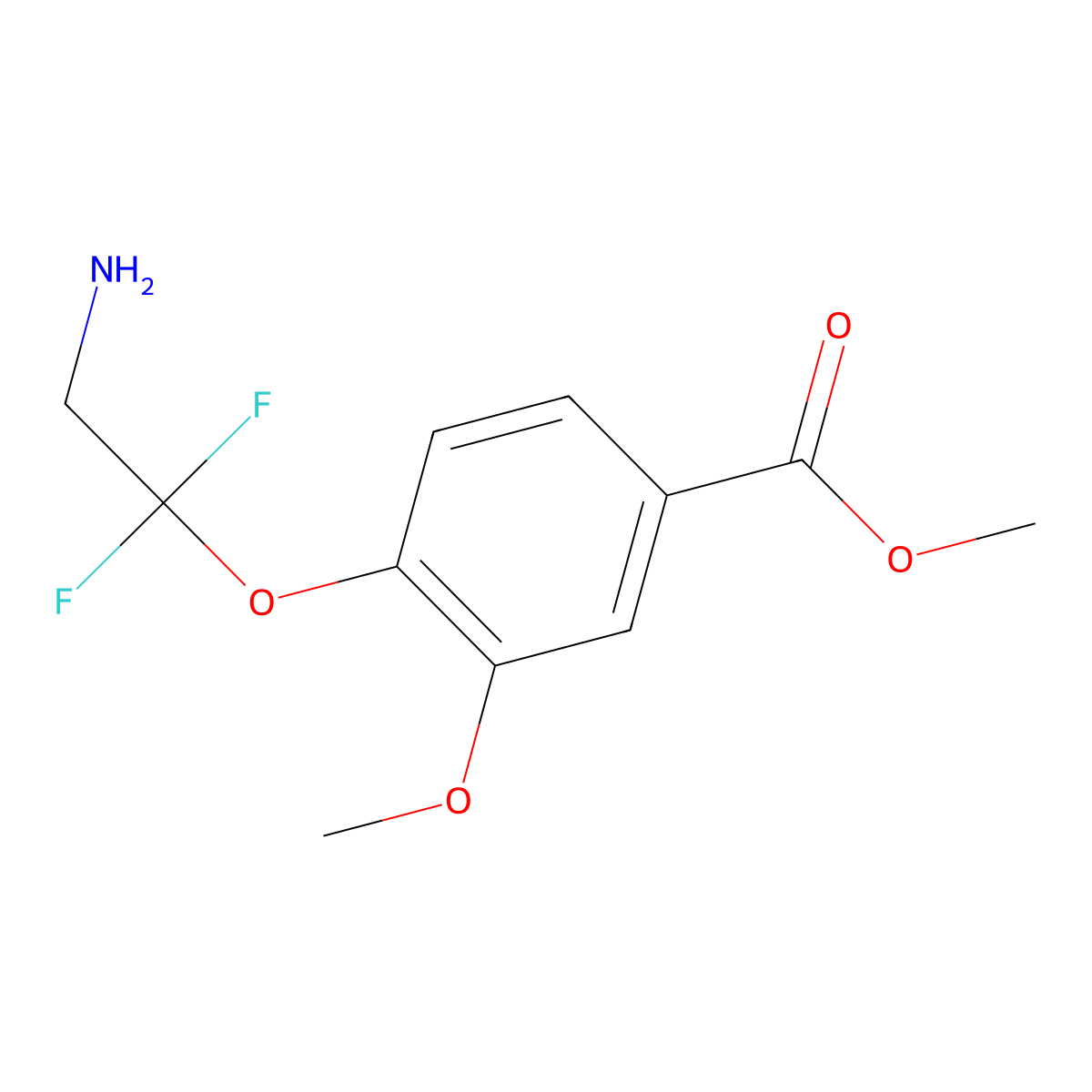 Methyl 4-(2-amino-1,1-difluoroethoxy)-3-methoxybenzoate molecular structure, CAS 2551114-47-5