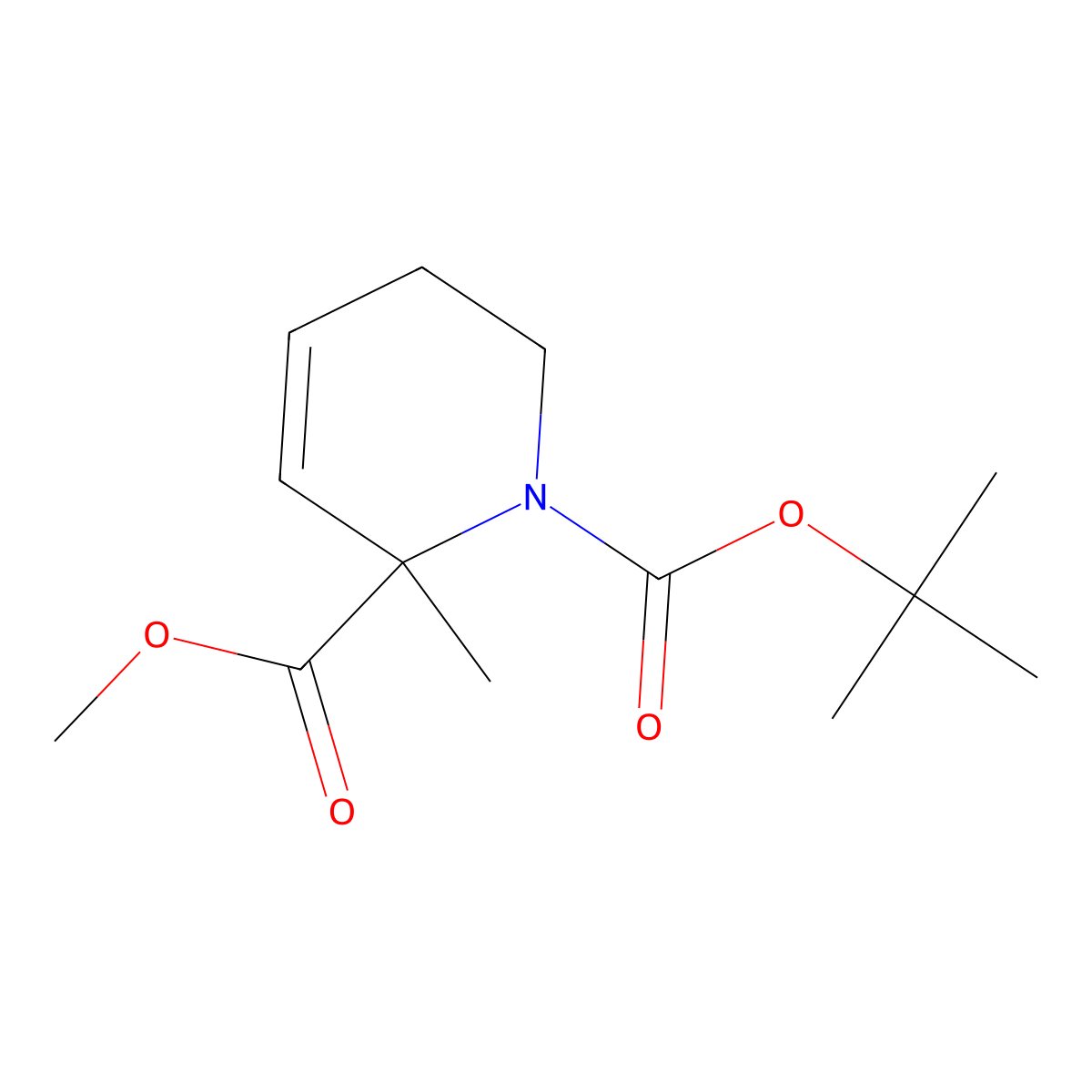 1-Tert-butyl 2-methyl 2-methyl-1,2,5,6-tetrahydropyridine-1,2-dicarboxylate molecular structure, CAS 2551114-54-4