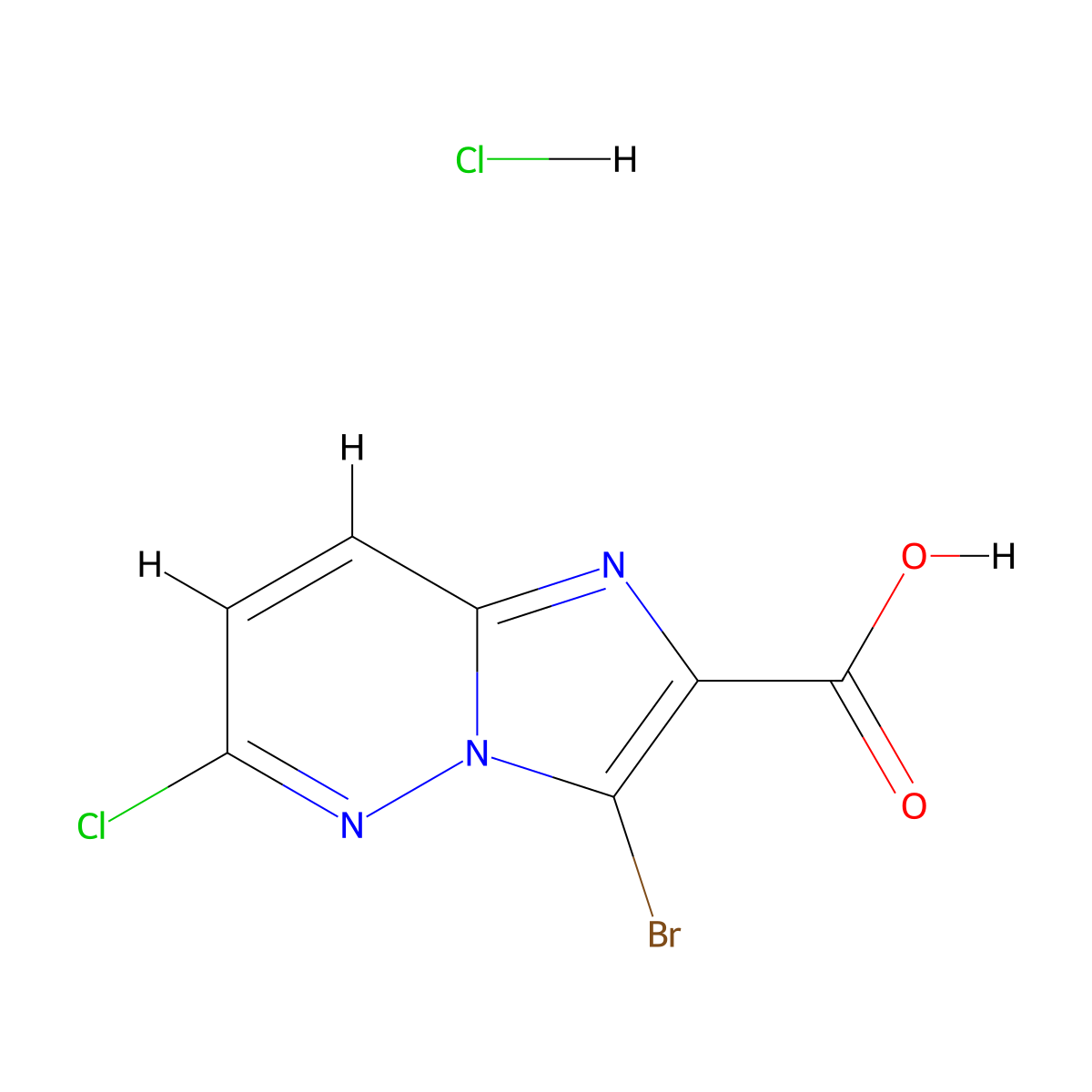 3-Bromo-6-chloroimidazo(1,2-b)pyridazine-2-carboxylic acid hydrochloride molecular structure, CAS 2551114-60-2
