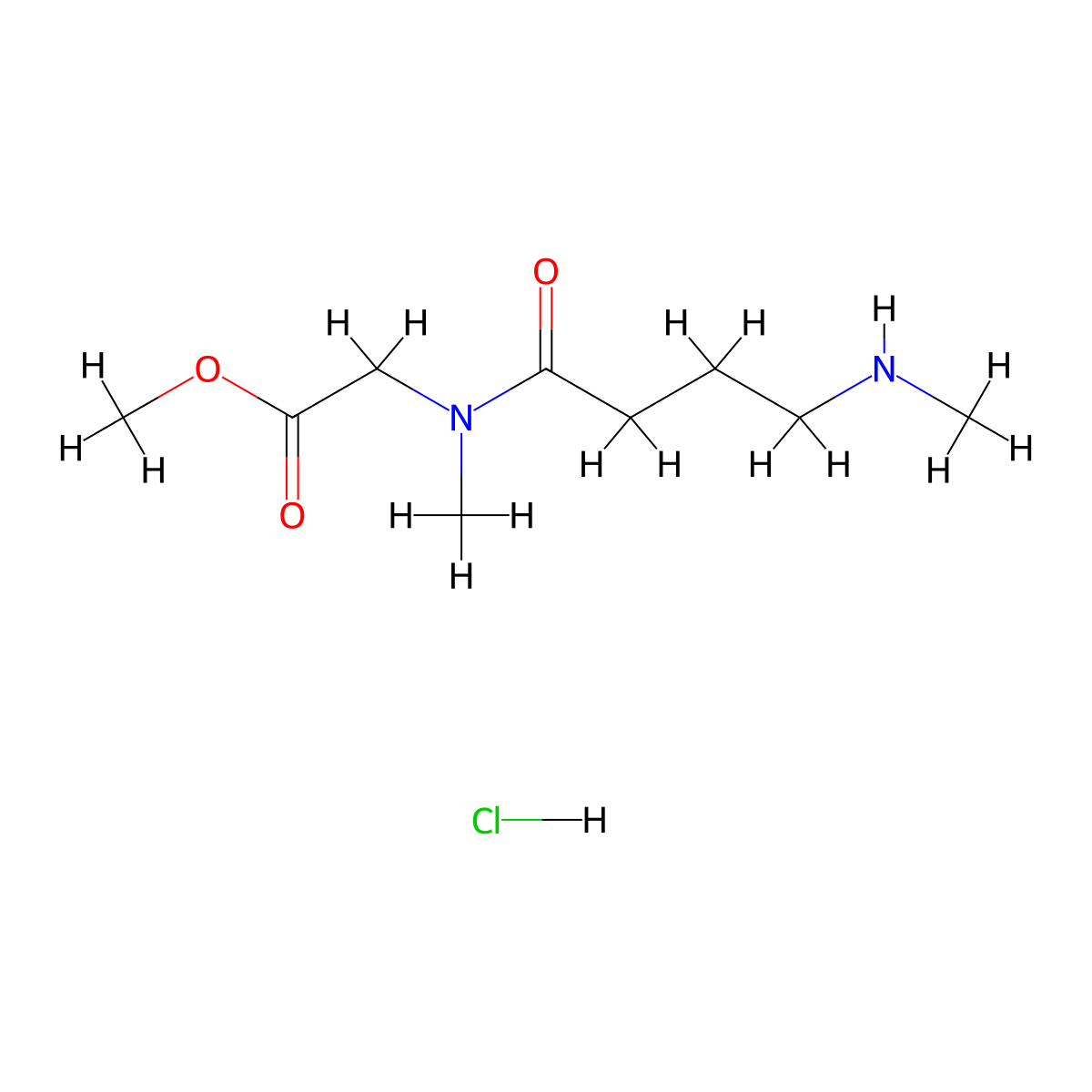 methyl 2-[N-methyl-4-(methylamino)butanamido]acetate hydrochloride molecular structure, CAS 2551114-63-5
