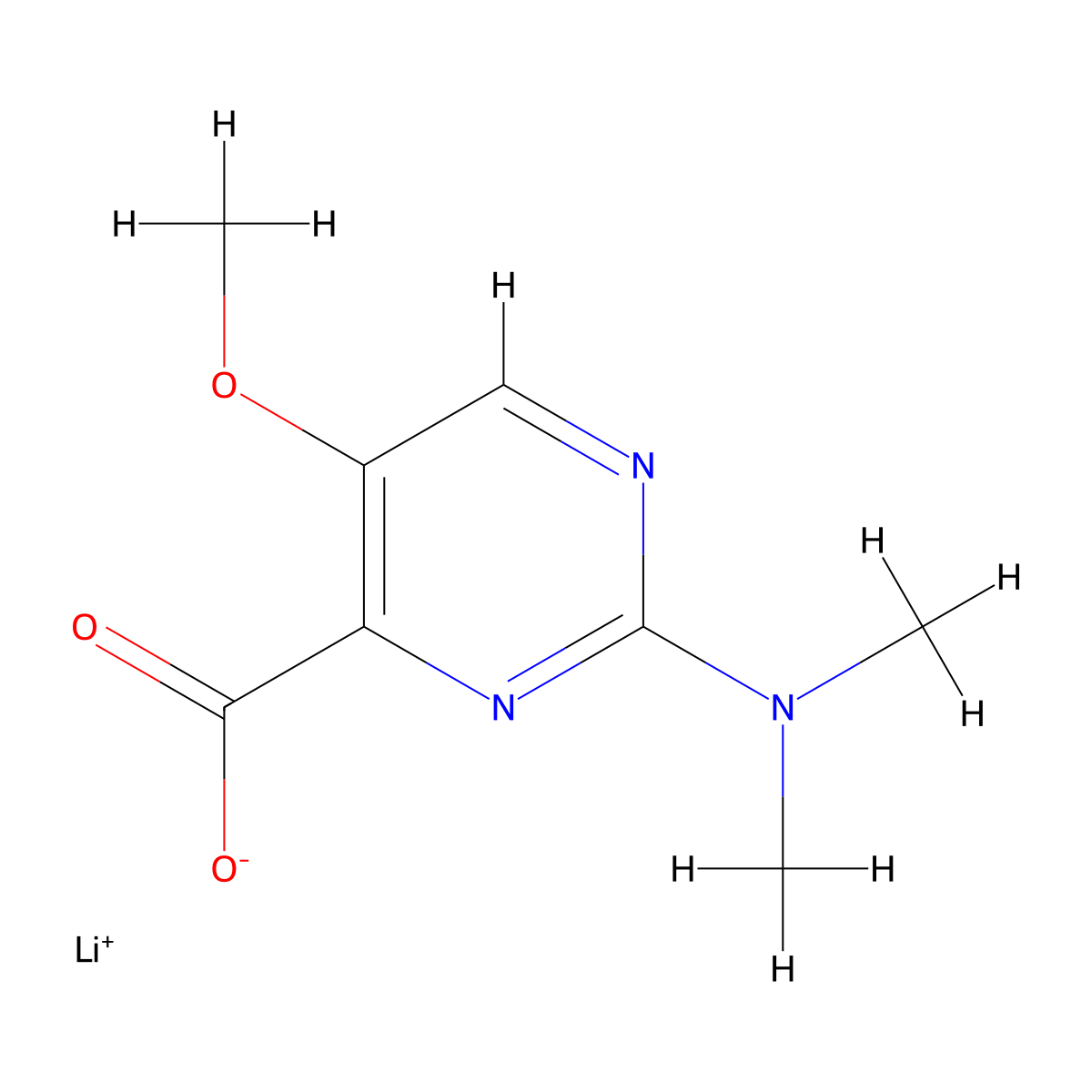 Lithium;2-(dimethylamino)-5-methoxypyrimidine-4-carboxylate molecular structure, CAS 2551114-65-7
