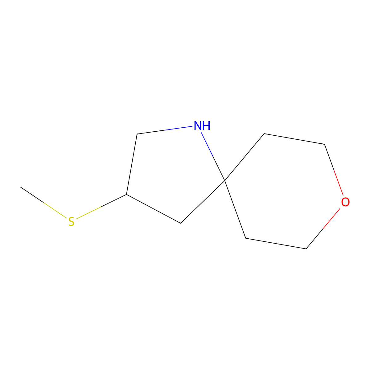 3-(Methylsulfanyl)-8-oxa-1-azaspiro[4.5]decane molecular structure, CAS 2551114-71-5