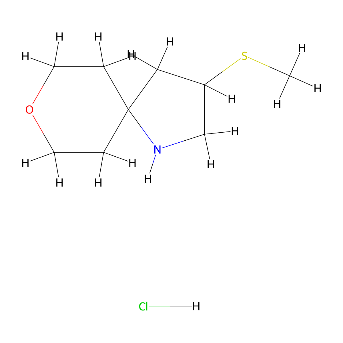 3-(Methylsulfanyl)-8-oxa-1-azaspiro[4.5]decanehydrochloride molecular structure, CAS 2551114-72-6