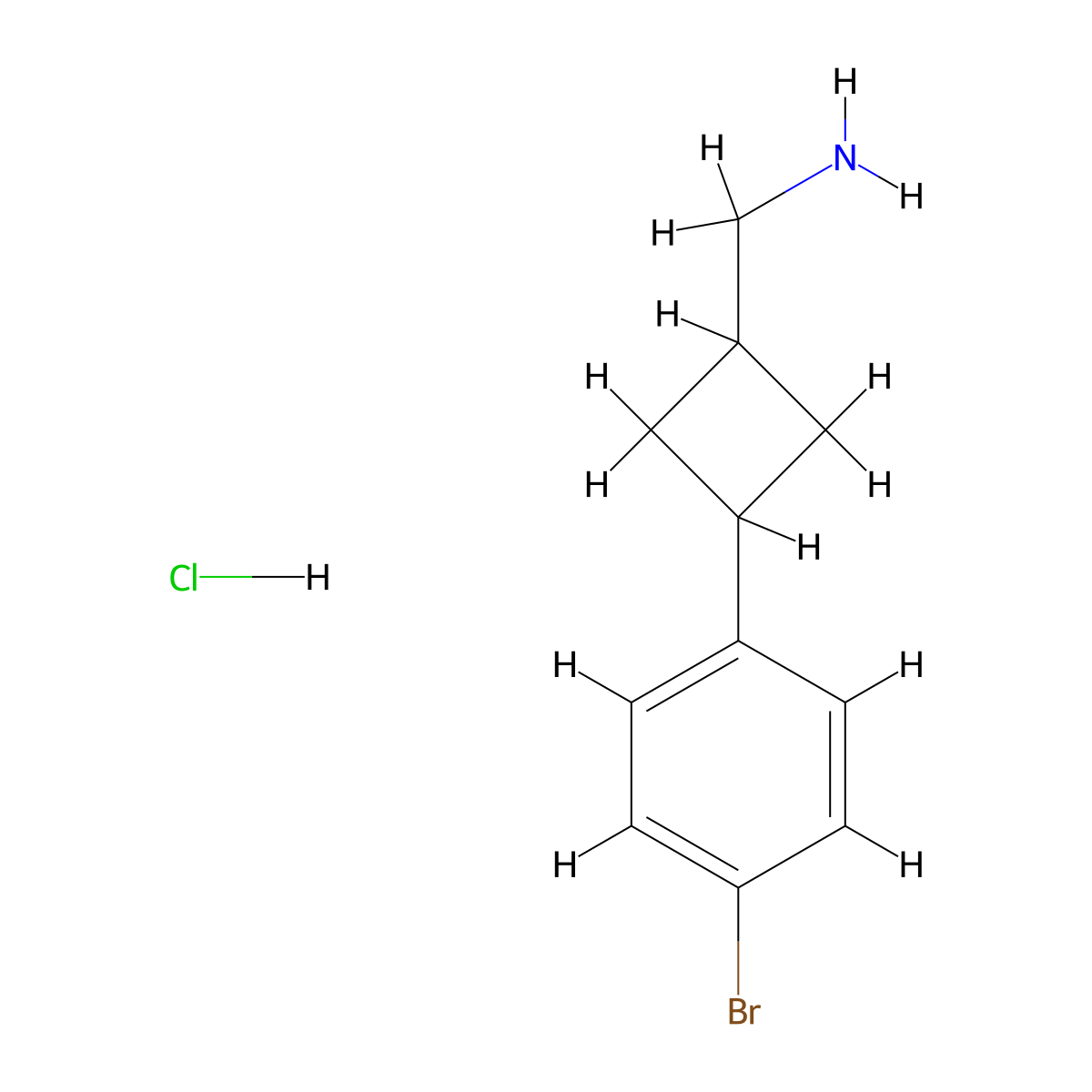 1-[3-(4-Bromophenyl)cyclobutyl]methanamine hydrochloride molecular structure, CAS 2551114-74-8