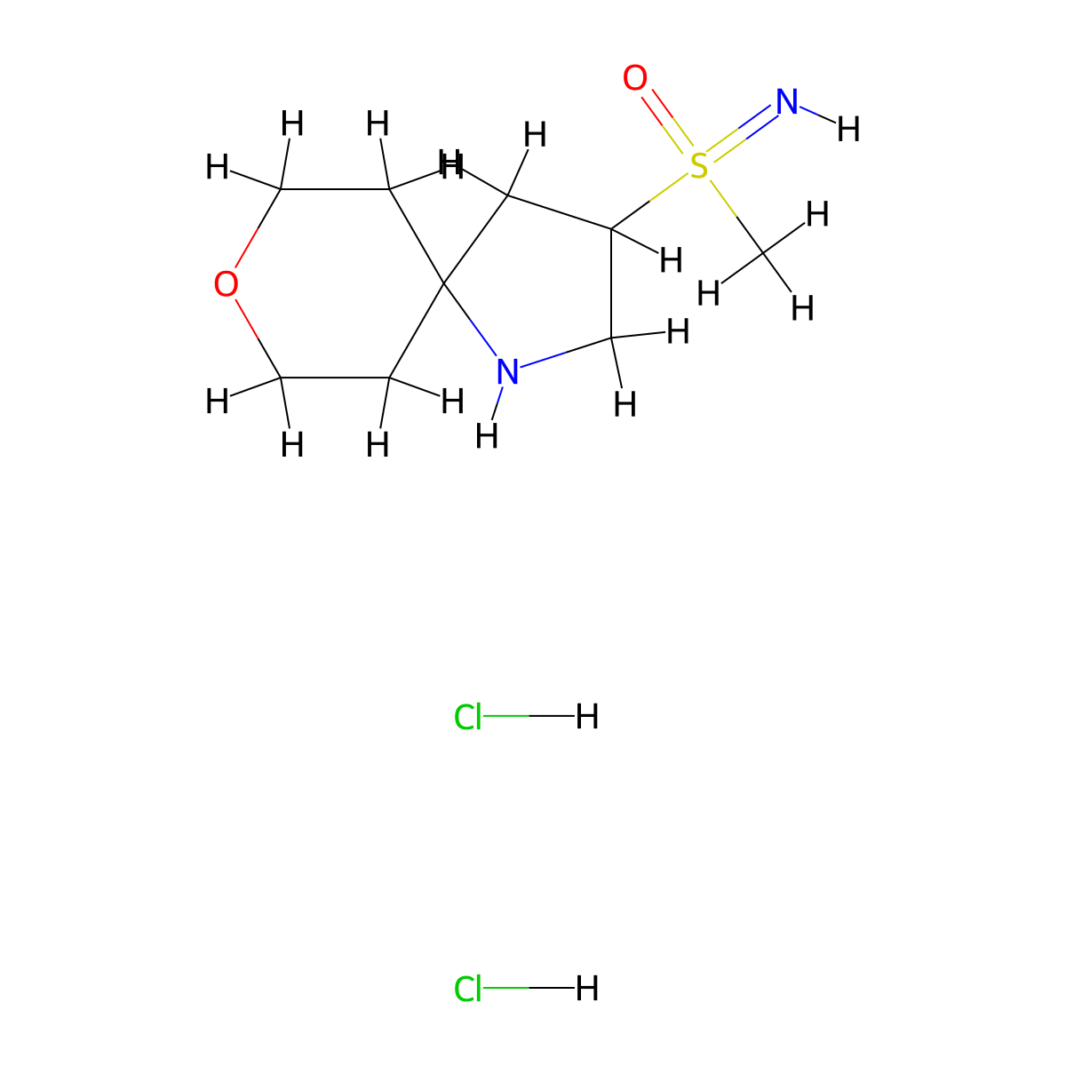 Imino(methyl){8-oxa-1-azaspiro[4.5]decan-3-yl}-lambda6-sulfanone dihydrochloride molecular structure, CAS 2551114-76-0