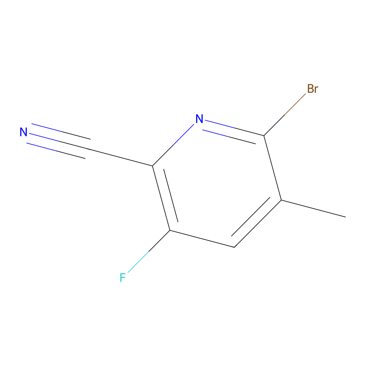 6-Bromo-3-fluoro-5-methylpyridine-2-carbonitrile molecular structure, CAS 2551114-79-3