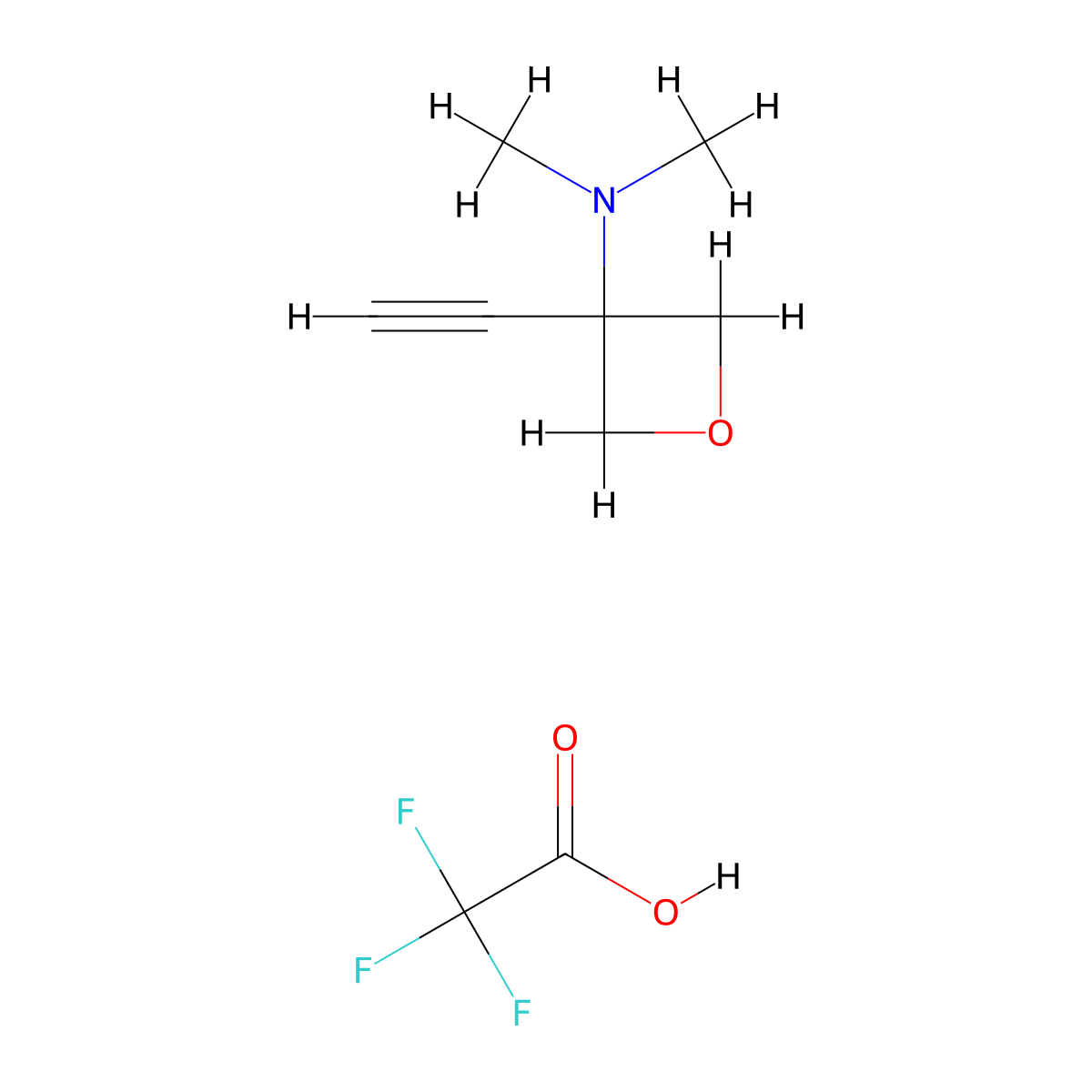 3-ethynyl-N,N-dimethyloxetan-3-amine; trifluoroacetic acid molecular structure, CAS 2551114-87-3