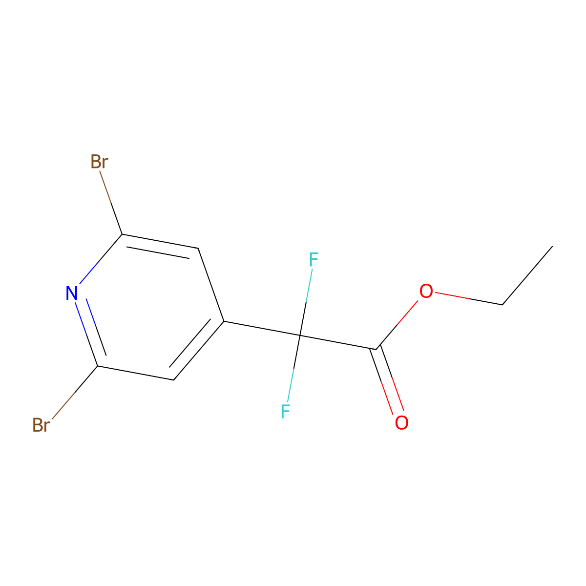 Ethyl2-(2,6-dibromopyridin-4-yl)-2,2-difluoroacetate molecular structure, CAS 2551114-92-0