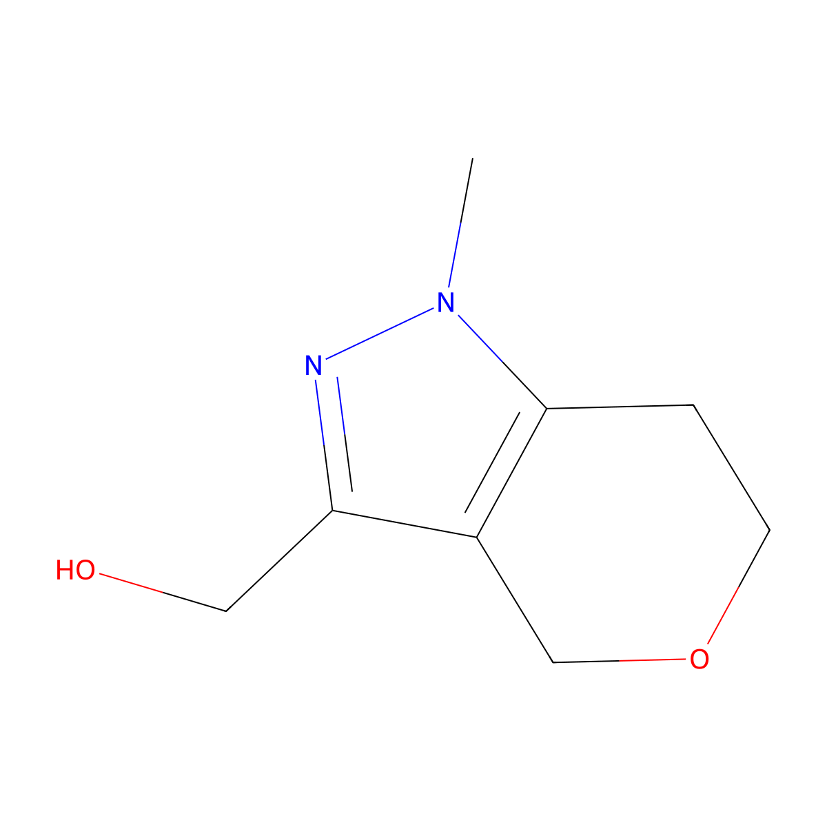 {1-methyl-1H,4H,6H,7H-pyrano[4,3-c]pyrazol-3-yl}methanol molecular structure, CAS 2551115-01-4