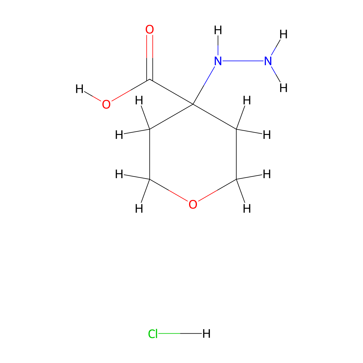 4-Hydrazinyloxane-4-carboxylicacidhydrochloride molecular structure, CAS 2551115-04-7