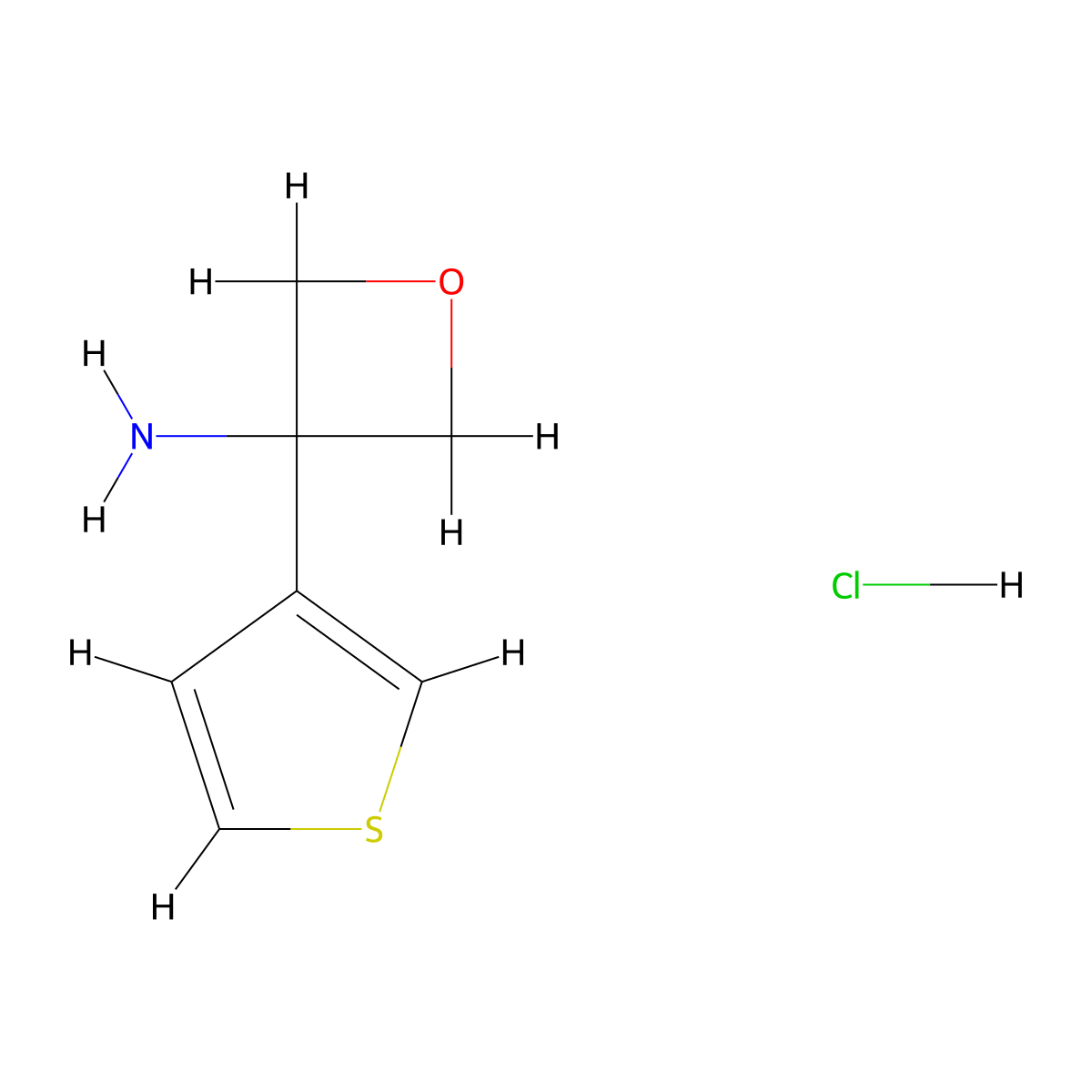 3-(Thiophen-3-yl)oxetan-3-amine hydrochloride molecular structure, CAS 2551115-05-8