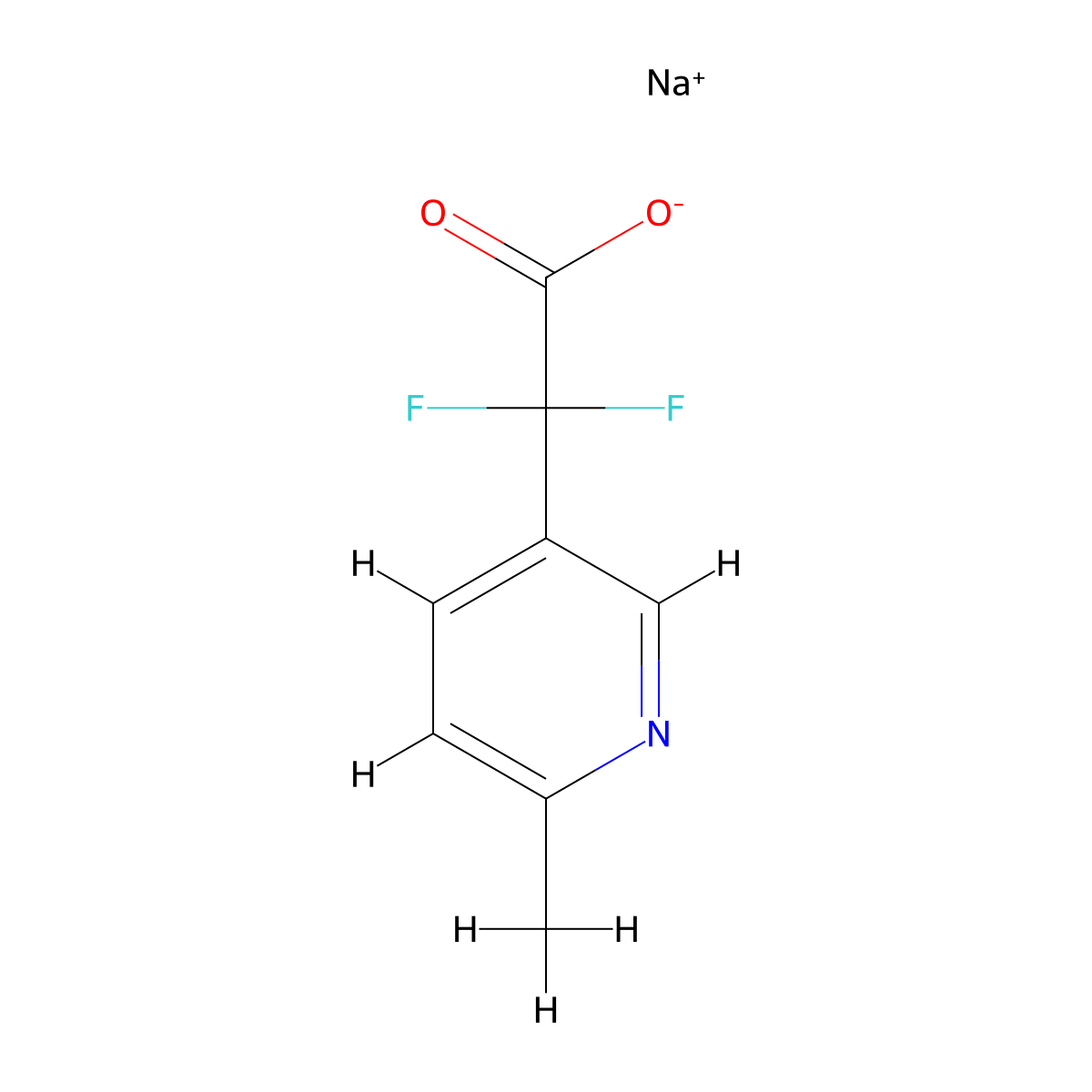 Sodium2,2-difluoro-2-(6-methylpyridin-3-yl)acetate molecular structure, CAS 2551115-07-0