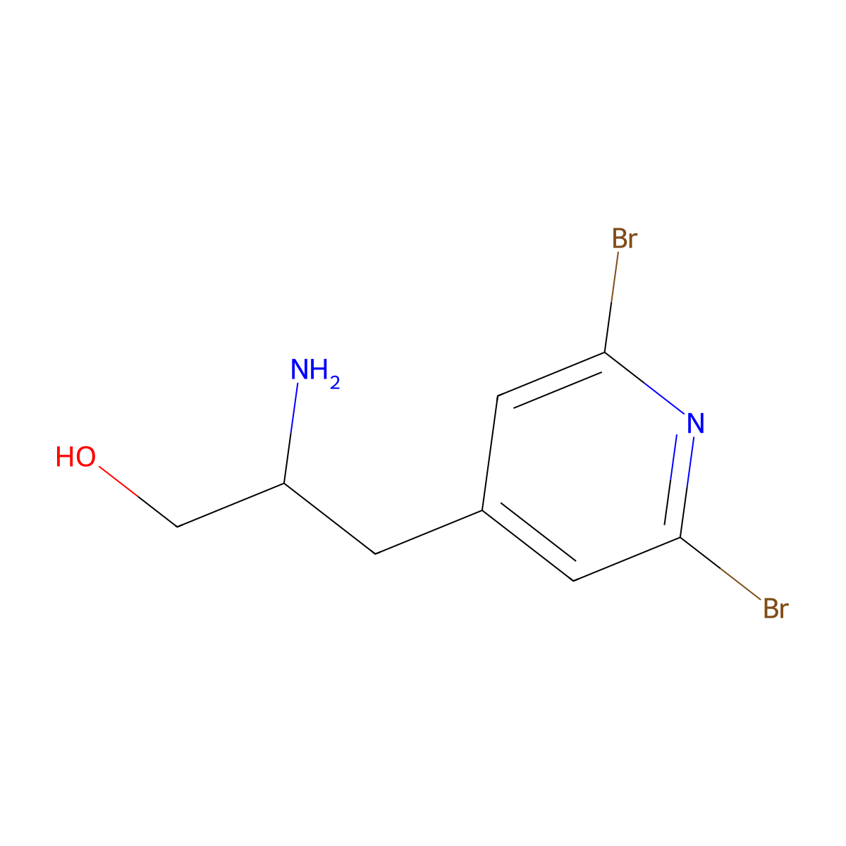 2-Amino-3-(2,6-dibromopyridin-4-yl)propan-1-ol molecular structure, CAS 2551115-09-2