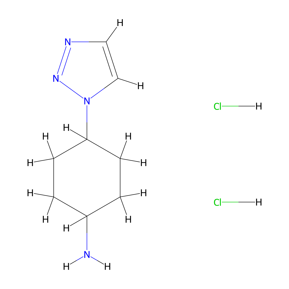 4-(1H-1,2,3-triazol-1-yl)cyclohexan-1-amine dihydrochloride molecular structure, CAS 2551115-11-6