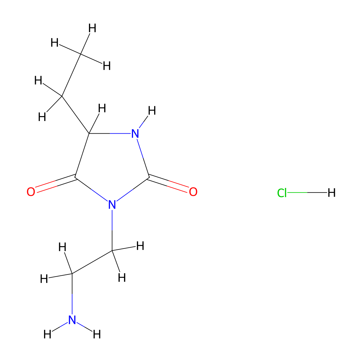 3-(2-Aminoethyl)-5-ethylimidazolidine-2,4-dione hydrochloride molecular structure, CAS 2551115-12-7