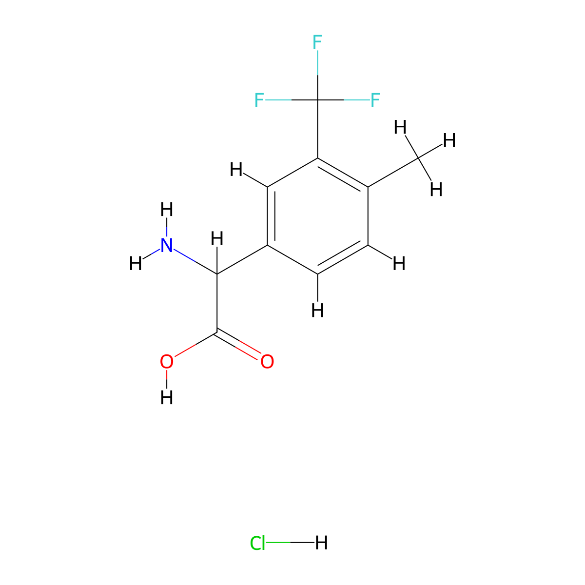 2-Amino-2-[4-methyl-3-(trifluoromethyl)phenyl]aceticacidhydrochloride molecular structure, CAS 2551115-20-7