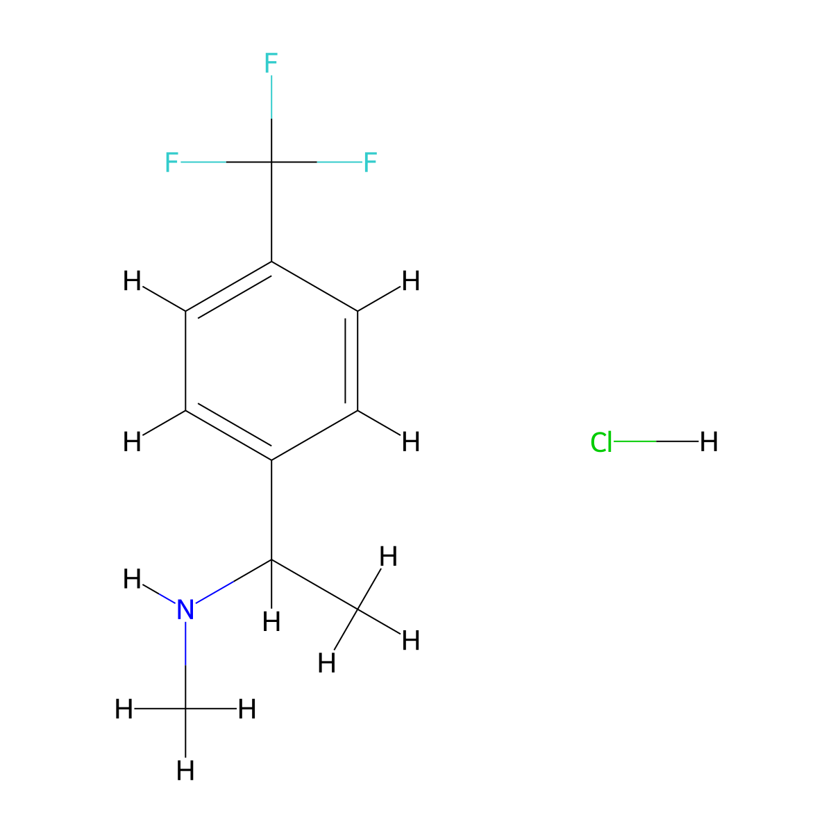 Methyl((1-(4-(trifluoromethyl)phenyl)ethyl))amine hydrochloride molecular structure, CAS 2551115-26-3