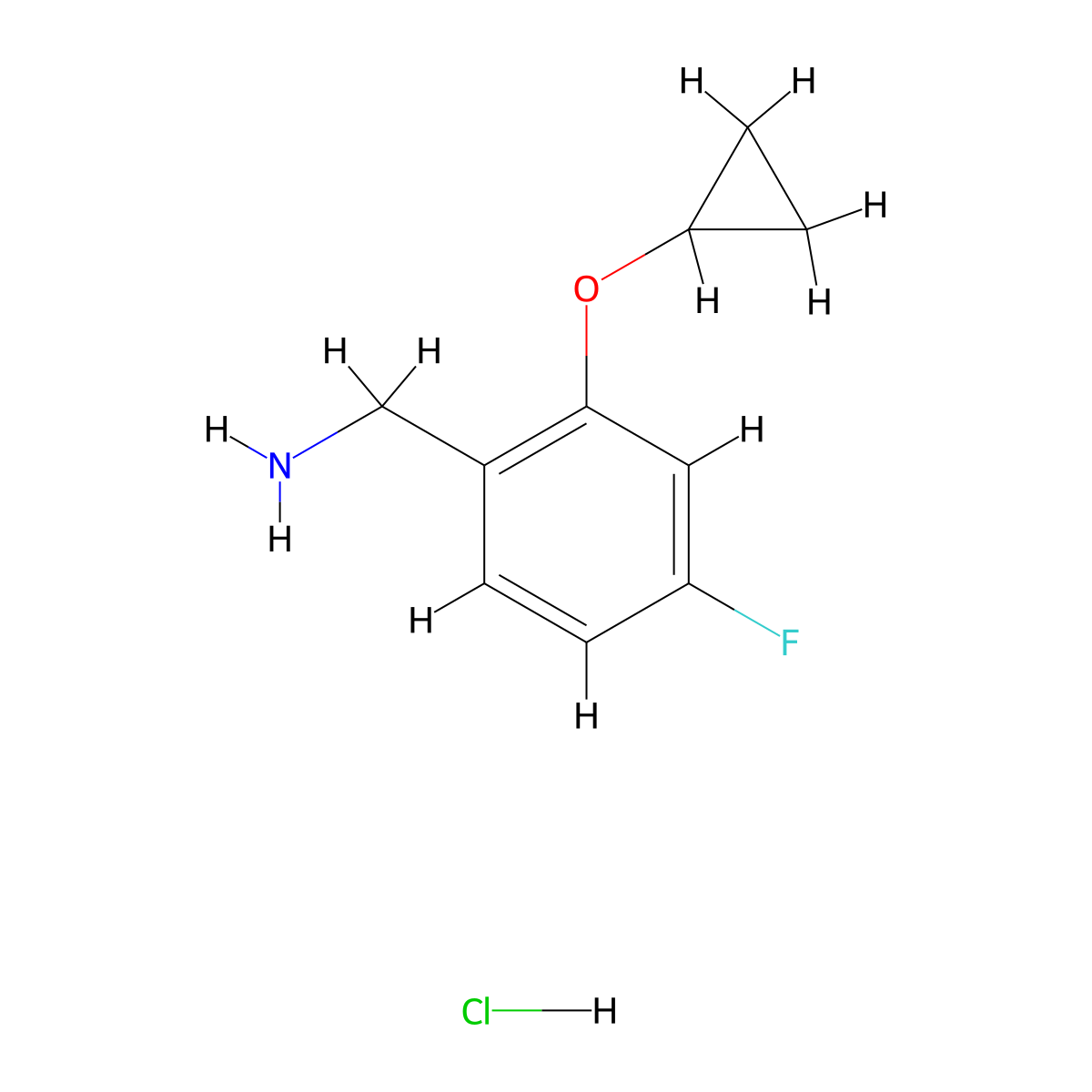 1-(2-Cyclopropoxy-4-fluorophenyl)methanamine hydrochloride molecular structure, CAS 2551115-27-4