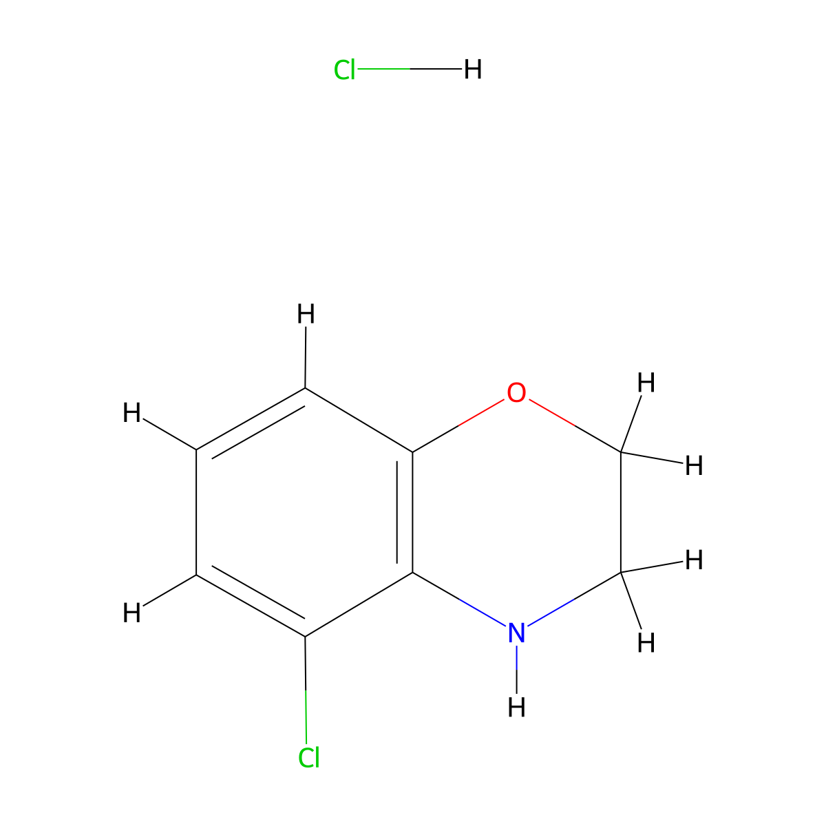 5-chloro-3,4-dihydro-2H-1,4-benzoxazine hydrochloride molecular structure, CAS 2551115-32-1