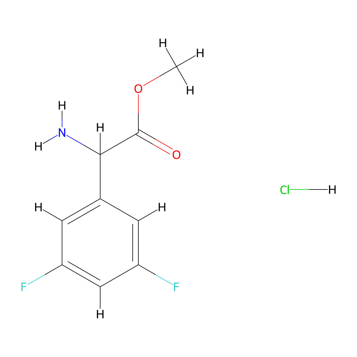Methyl 2-amino-2-(3,5-difluorophenyl)acetate hydrochloride molecular structure, CAS 2551115-33-2