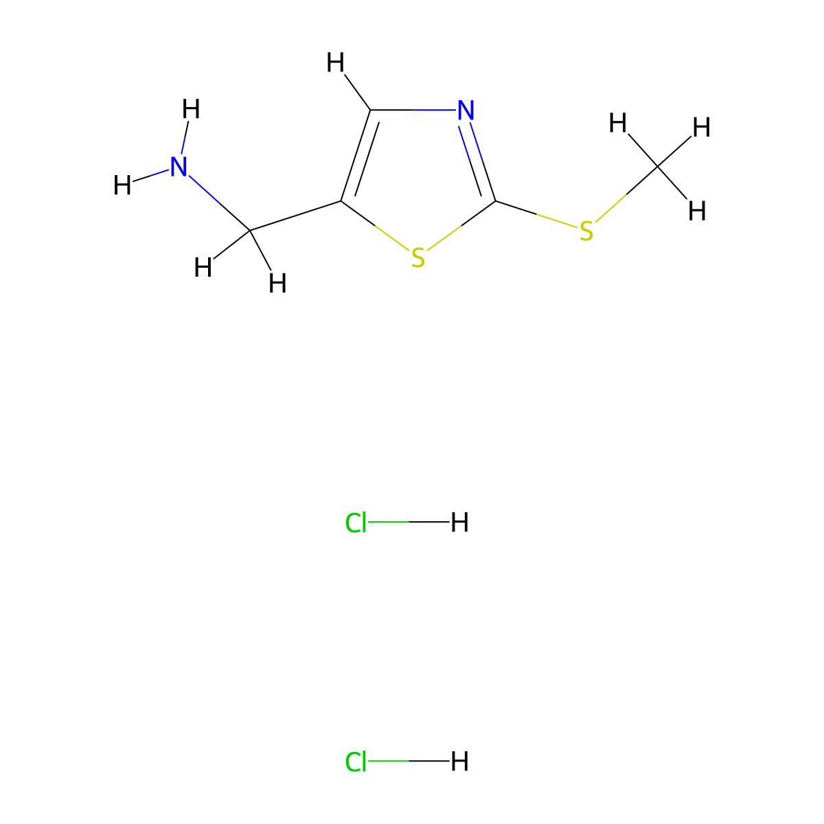 1-[2-(Methylsulfanyl)-1,3-thiazol-5-yl]methanamine dihydrochloride molecular structure, CAS 2551115-34-3
