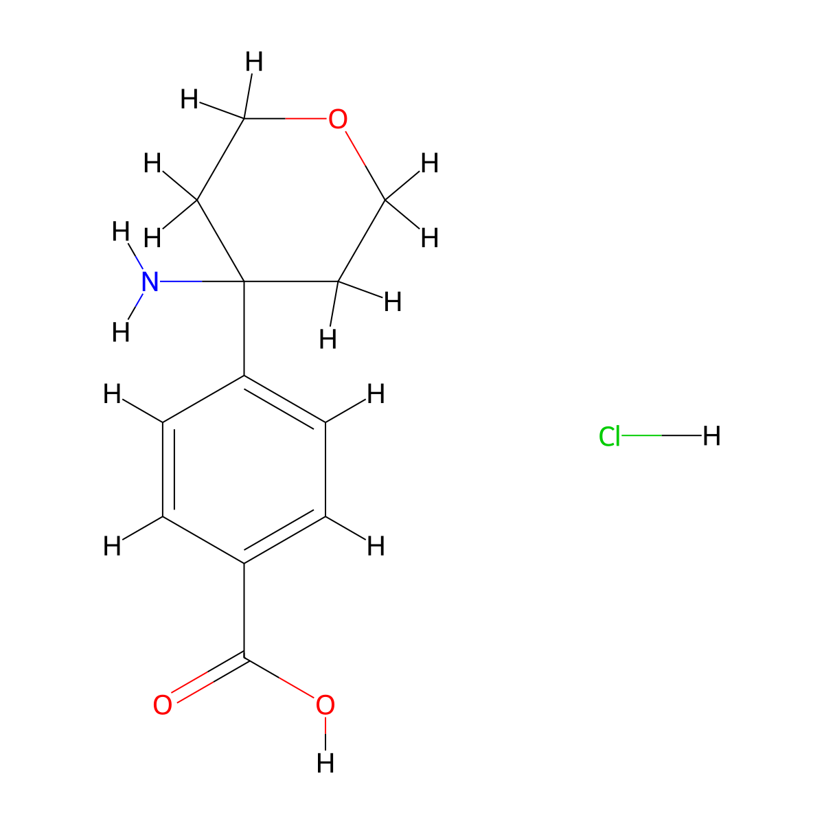 4-(4-Aminooxan-4-yl)benzoicacidhydrochloride molecular structure, CAS 2551115-38-7