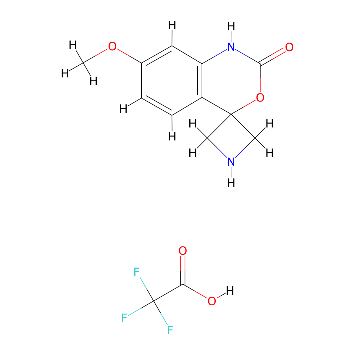 7'-Methoxy-1',2'-dihydrospiro[azetidine-3,4'-[3,1]benzoxazine]-2'-one; trifluoroacetic acid molecular structure, CAS 2551115-41-2