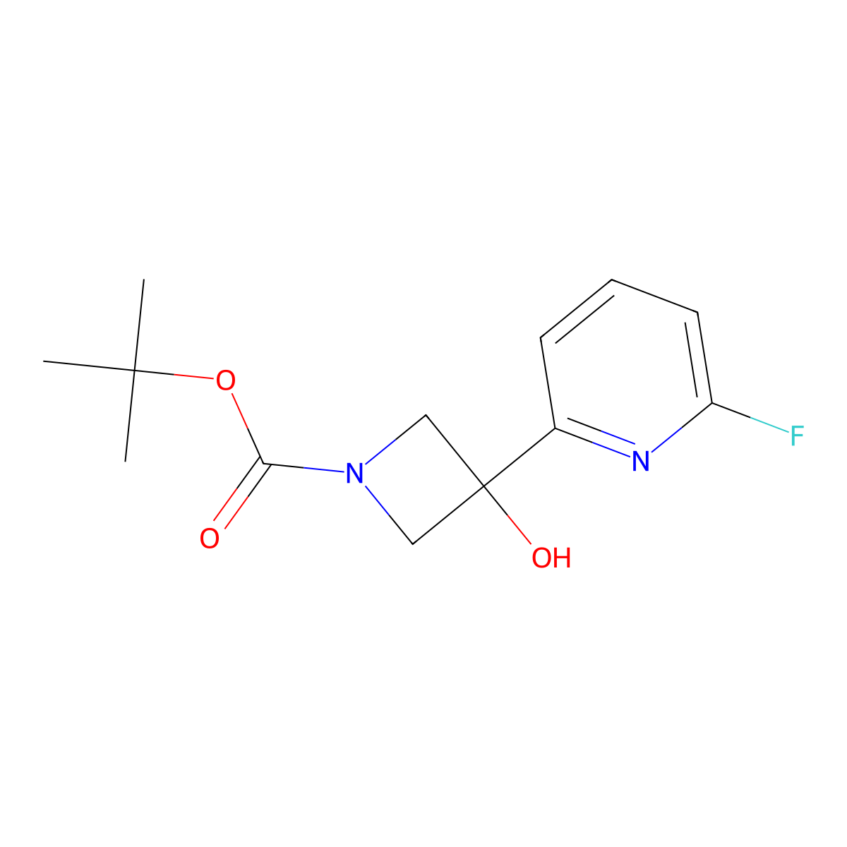 Tert-butyl 3-(6-fluoropyridin-2-yl)-3-hydroxyazetidine-1-carboxylate molecular structure, CAS 2551115-43-4