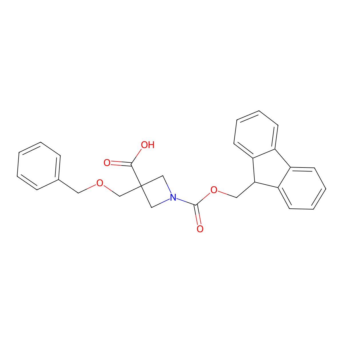 3-[(benzyloxy)methyl]-1-{[(9H-fluoren-9-yl)methoxy]carbonyl}azetidine-3-carboxylic acid molecular structure, CAS 2551115-45-6