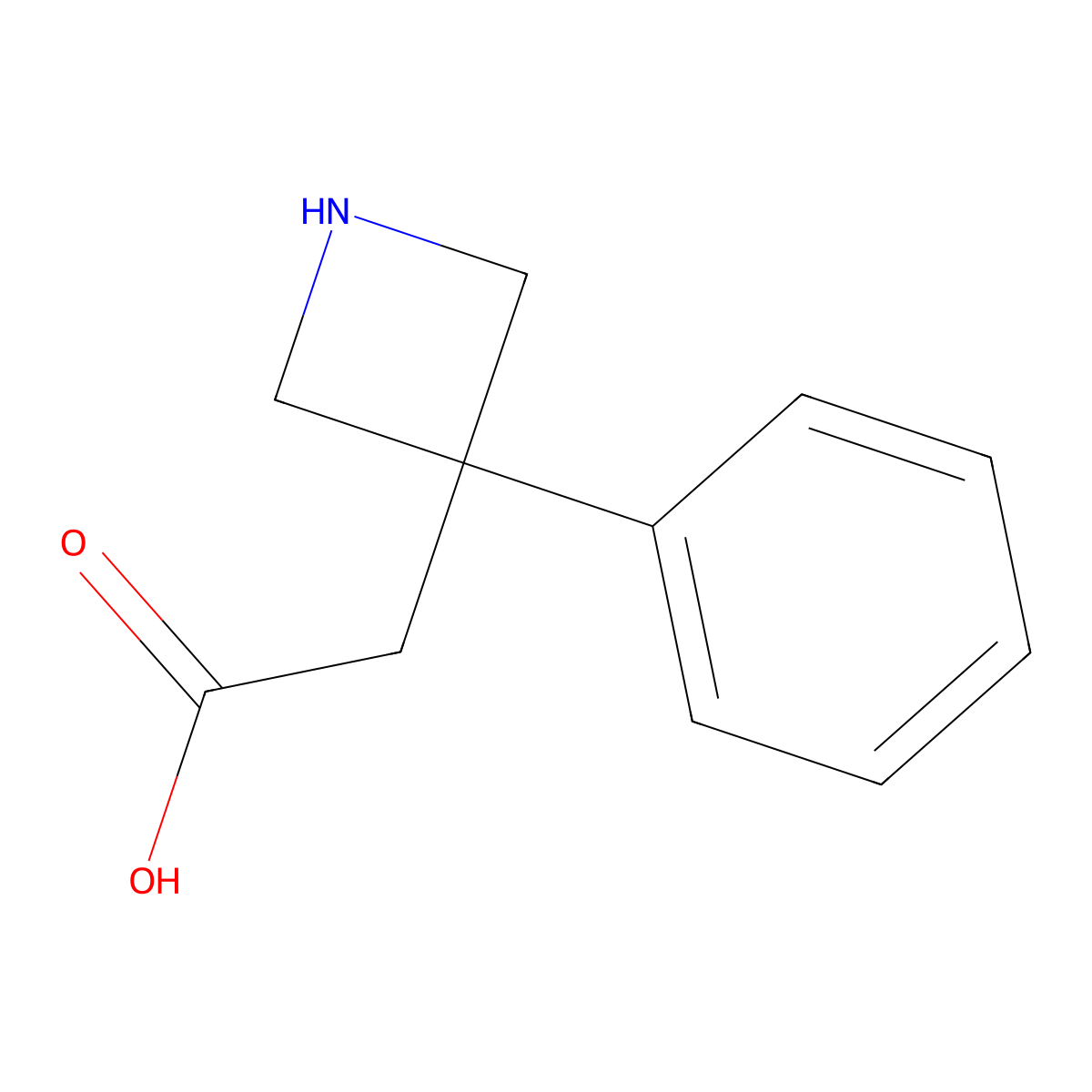 2-(3-Phenylazetidin-3-yl)acetic acid molecular structure, CAS 2551115-48-9