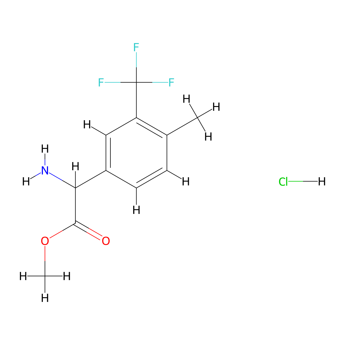 Methyl2-amino-2-[4-methyl-3-(trifluoromethyl)phenyl]acetatehydrochloride molecular structure, CAS 2551115-52-5
