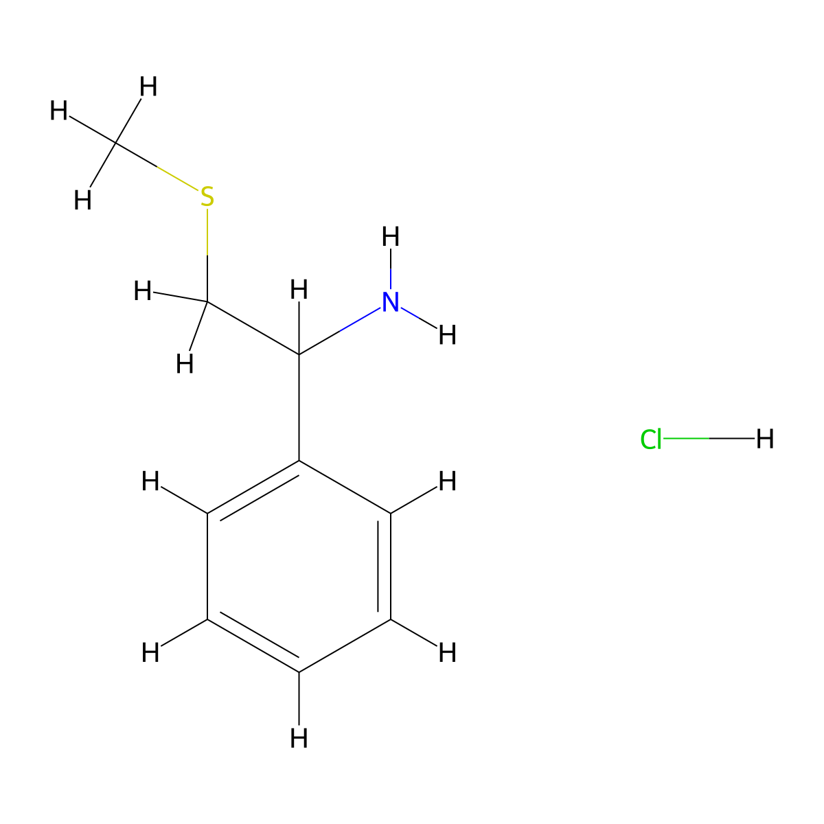 2-(Methylsulfanyl)-1-phenylethan-1-amine hydrochloride molecular structure, CAS 2551115-62-7