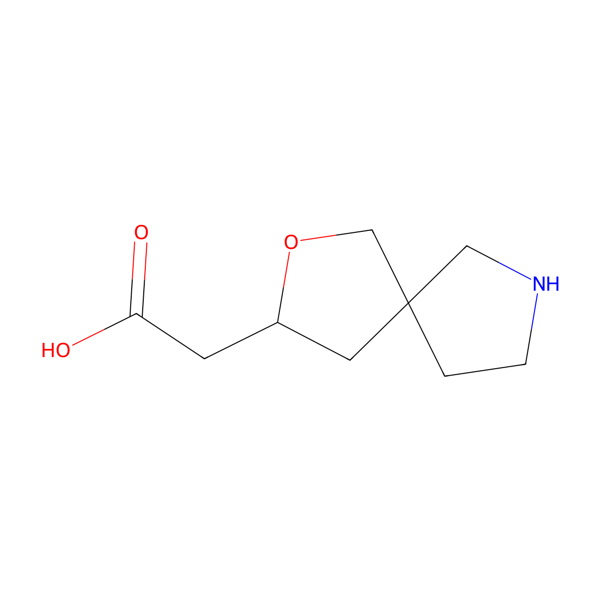 2-{2-Oxa-7-azaspiro[4.4]nonan-3-yl}acetic acid molecular structure, CAS 2551115-63-8