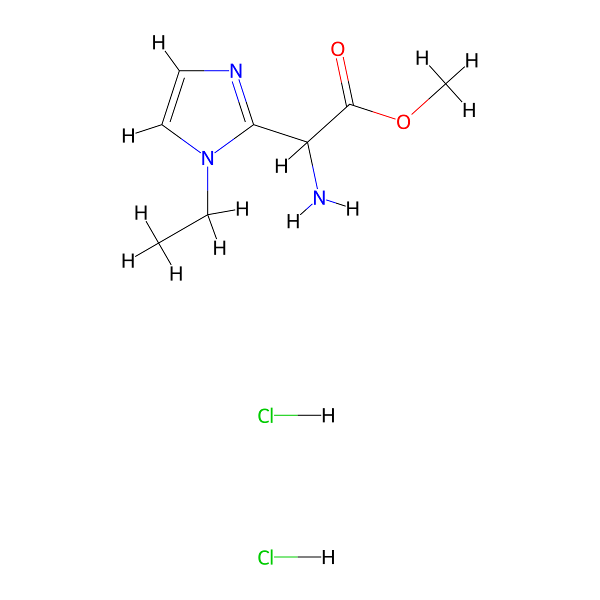 Methyl 2-amino-2-(1-ethylimidazol-2-yl)acetate;dihydrochloride molecular structure, CAS 2551115-65-0