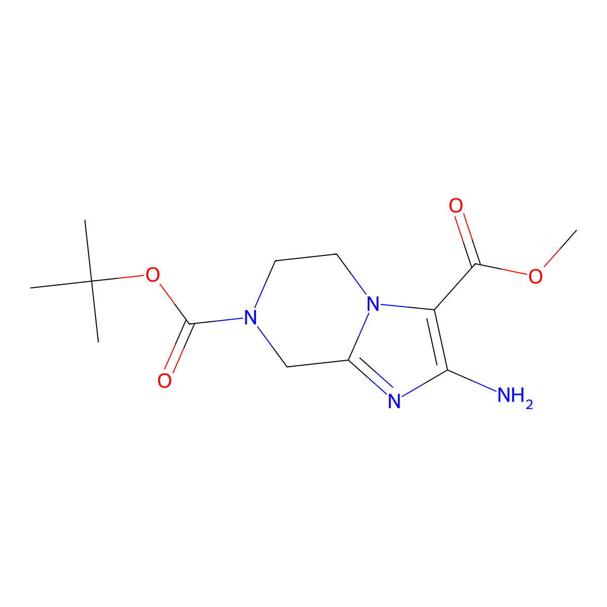 7-tert-butyl3-methyl2-amino-5H,6H,7H,8H-imidazo[1,2-a]pyrazine-3,7-dicarboxylate molecular structure, CAS 2551115-67-2