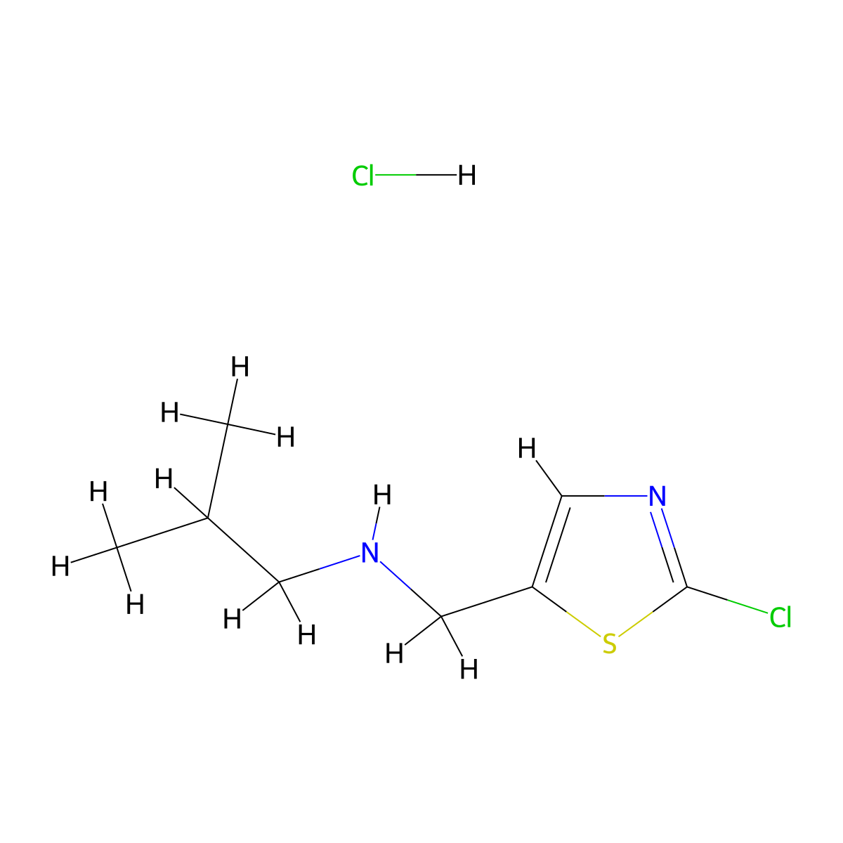 [(2-Chloro-1,3-thiazol-5-yl)methyl](2-methylpropyl)amine hydrochloride molecular structure, CAS 2551115-71-8