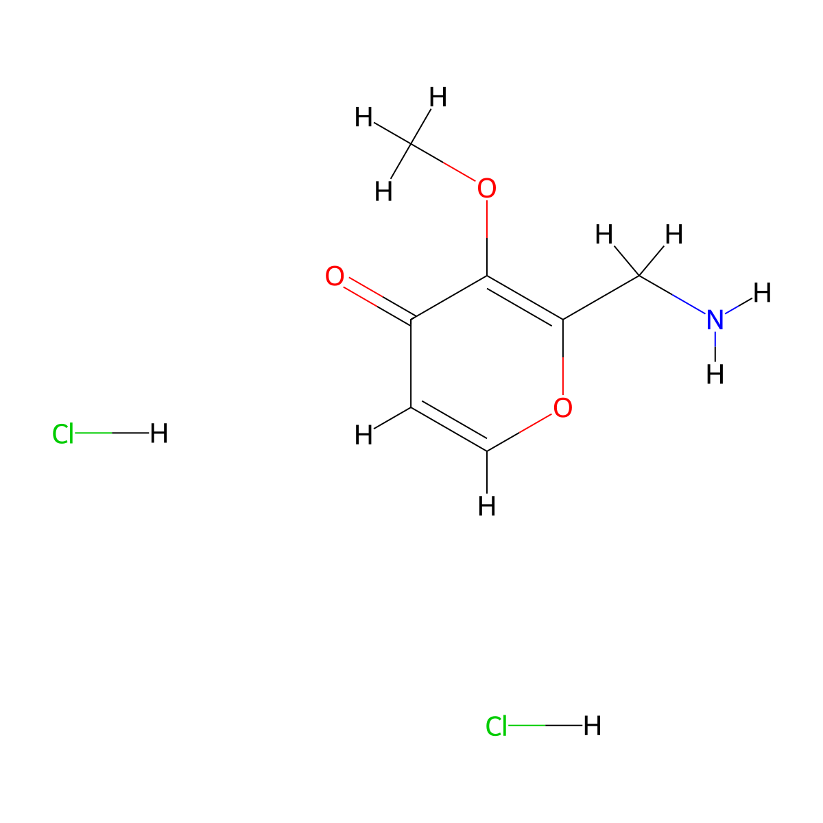 2-(aminomethyl)-3-methoxy-4H-pyran-4-one dihydrochloride molecular structure, CAS 2551115-74-1