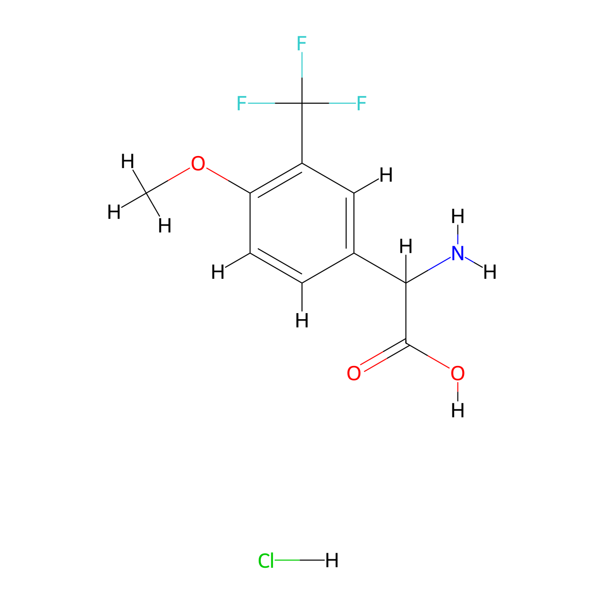 2-Amino-2-[4-methoxy-3-(trifluoromethyl)phenyl]aceticacidhydrochloride molecular structure, CAS 2551115-81-0