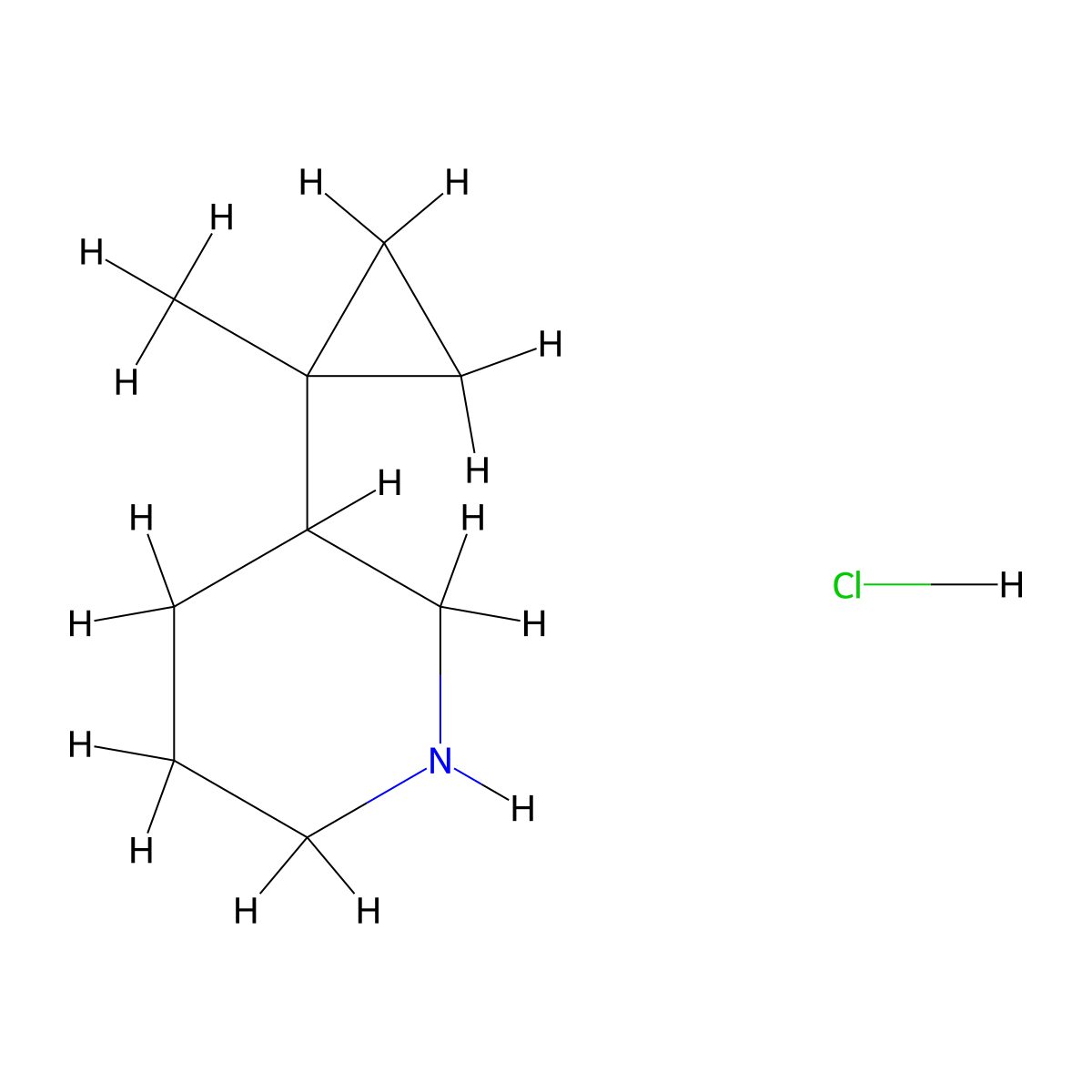 3-(1-Methylcyclopropyl)piperidine hydrochloride molecular structure, CAS 2551115-85-4