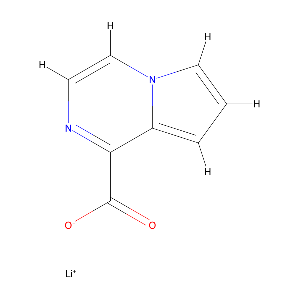 Lithium(1+) pyrrolo(1,2-a)pyrazine-1-carboxylate molecular structure, CAS 2551115-88-7