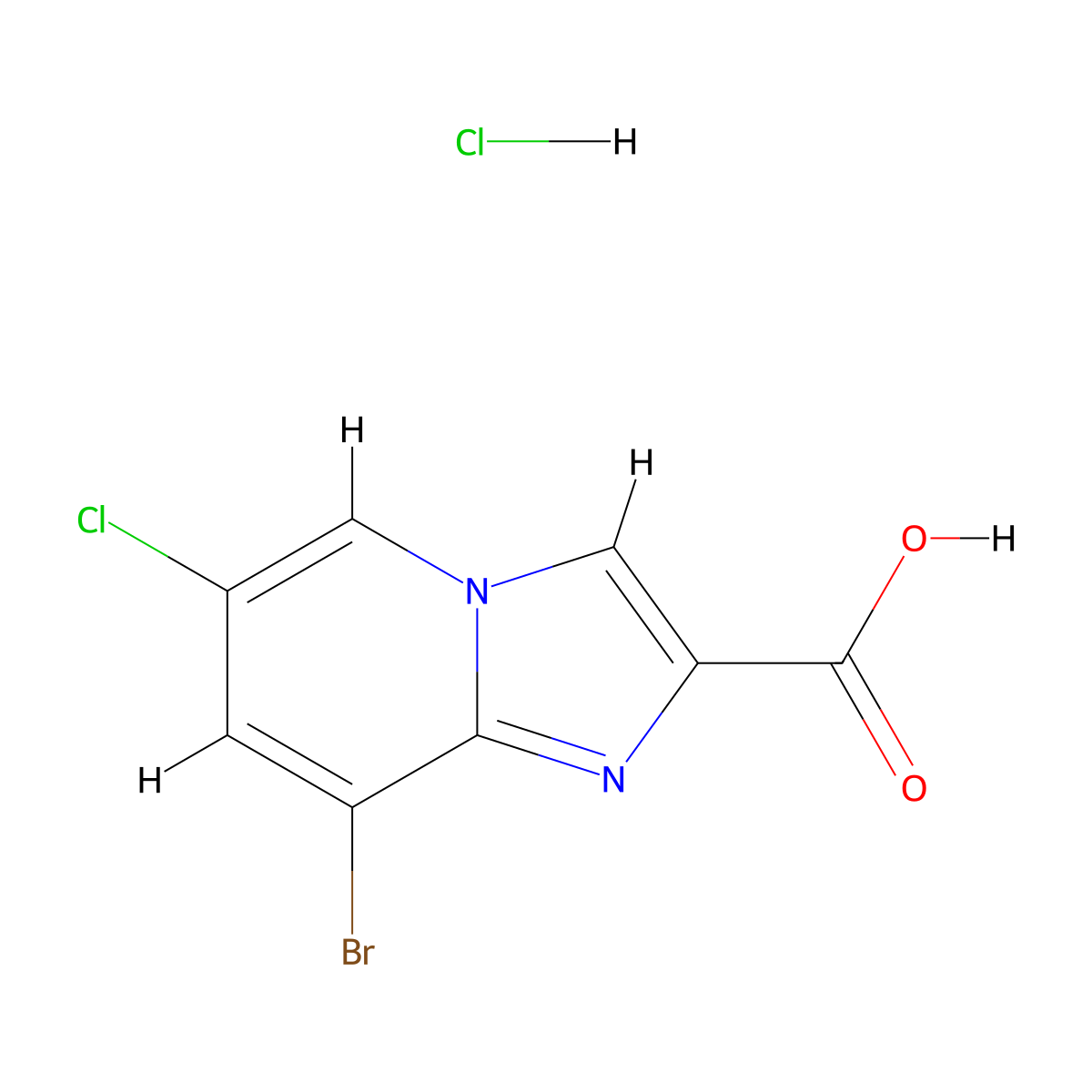 8-Bromo-6-chloroimidazo[1,2-a]pyridine-2-carboxylic acid hydrochloride molecular structure, CAS 2551115-99-0
