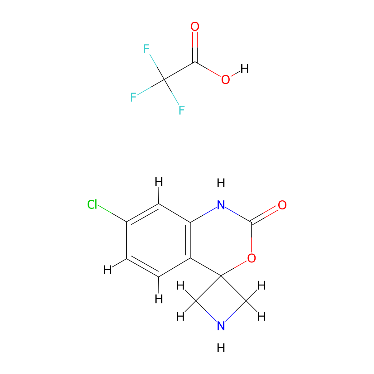 7-Chlorospiro[1H-3,1-benzoxazine-4,3'-azetidine]-2-one;2,2,2-trifluoroacetic acid molecular structure, CAS 2551116-02-8