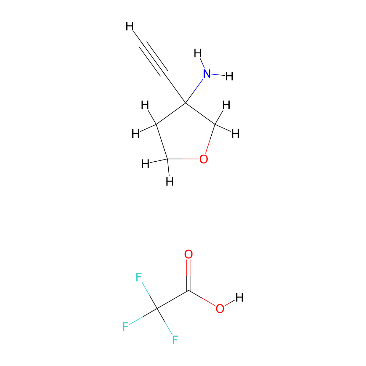 3-Ethynyloxolan-3-amine; trifluoroacetic acid molecular structure, CAS 2551116-13-1