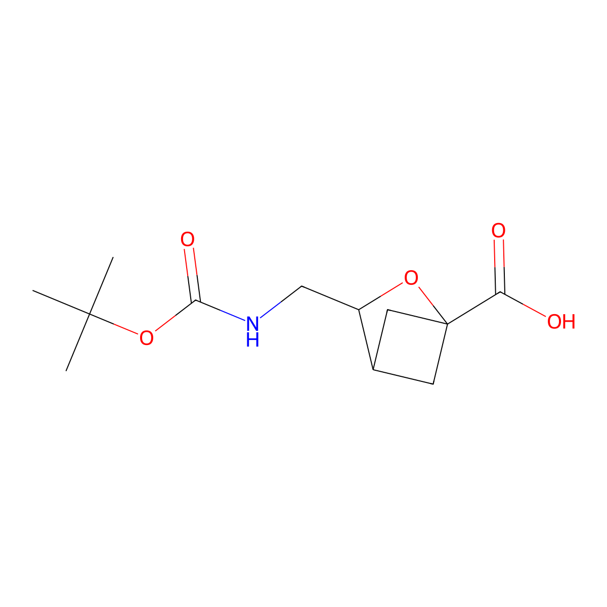 3-({[(Tert-butoxy)carbonyl]amino}methyl)-2-oxabicyclo[2.1.1]hexane-1-carboxylic acid molecular structure, CAS 2551116-22-2