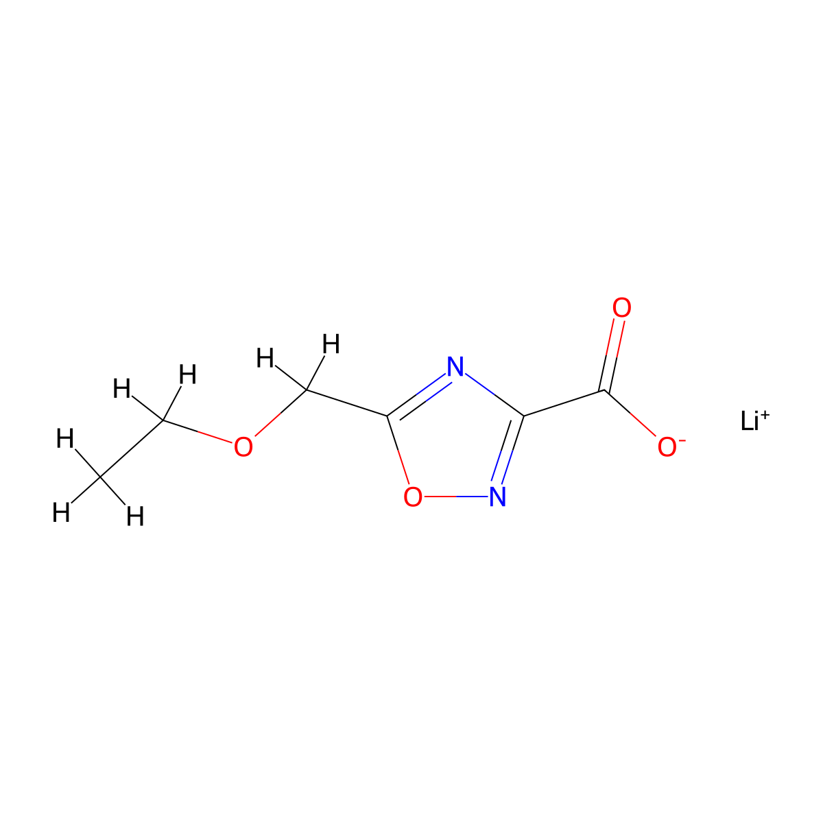Lithium(1+)5-(ethoxymethyl)-1,2,4-oxadiazole-3-carboxylate molecular structure, CAS 2551116-26-6