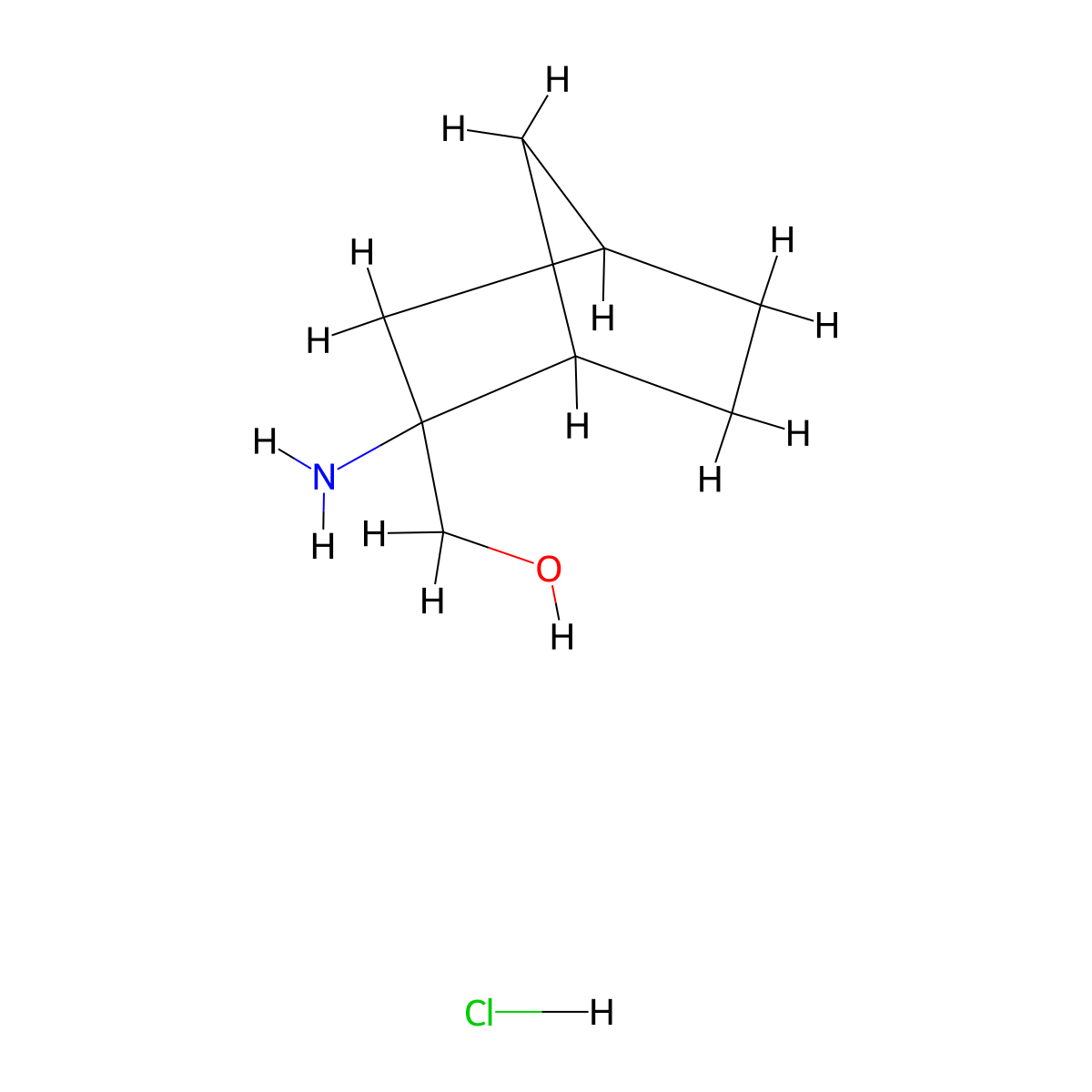 {2-Aminobicyclo[2.2.1]heptan-2-yl}methanol hydrochloride molecular structure, CAS 2551116-30-2