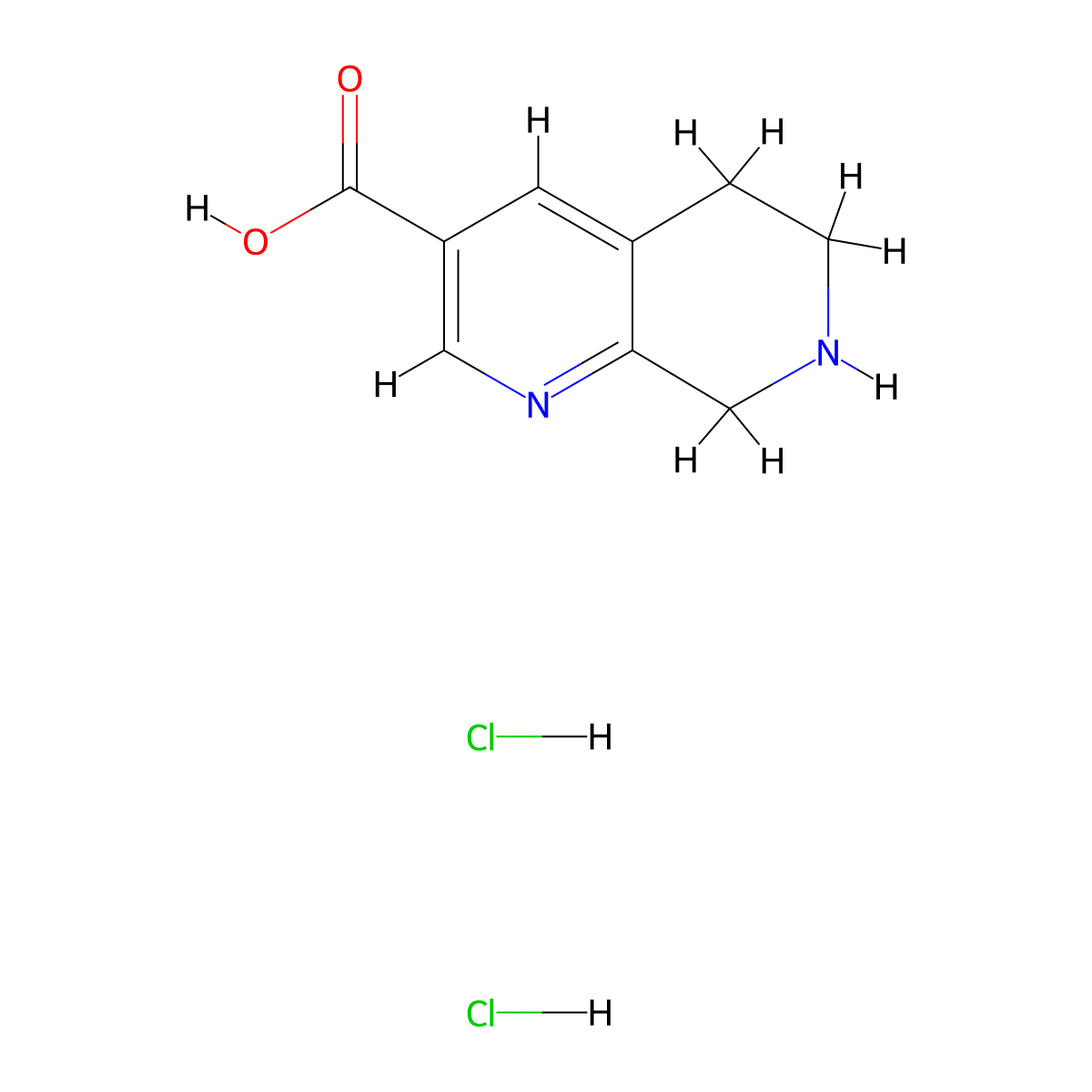 5,6,7,8-Tetrahydro-1,7-naphthyridine-3-carboxylic acid dihydrochloride molecular structure, CAS 2551116-31-3